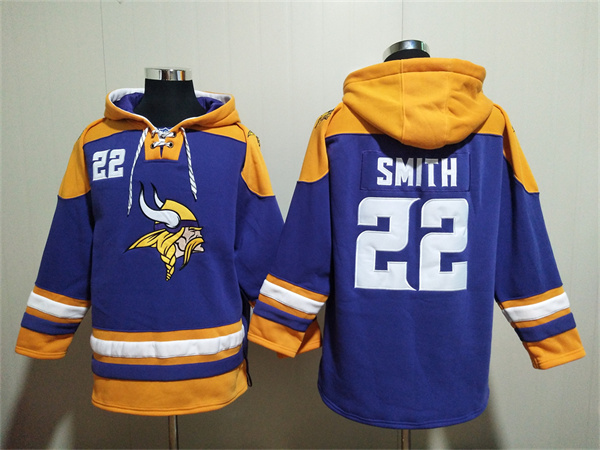 Men's Minnesota Vikings #22 Harrison Smith Purple/Yellow Ageless Must-Have Lace-Up Pullover Hoodie